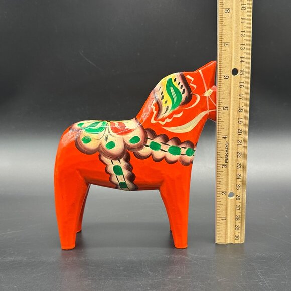 Vintage Dala Horse Figurine Nils Olsson Sweden Red Wooden Hand Painted Swedish - Picture 9 of 10